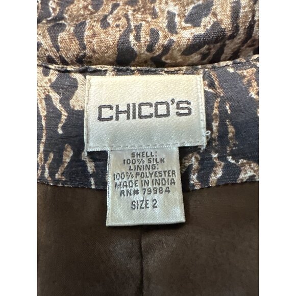 Chicos Beaded Jacket Black & Gold Animal Print Size 2 US L - Picture 8 of 10